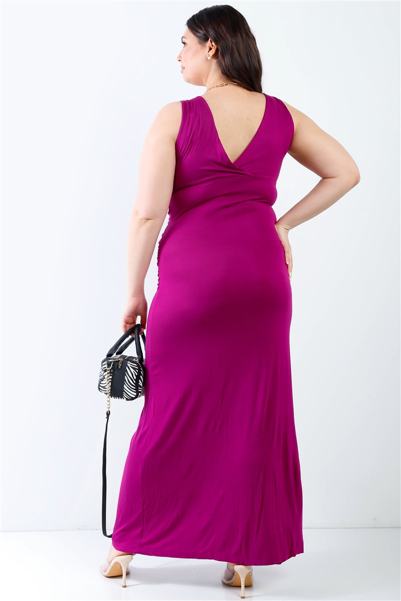 Plus V-neck Sleeveless Maxi Dress Smile Sparker