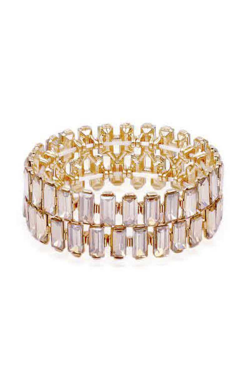 Rectangle Rhinestone Stretch Bracelet Smile Sparker