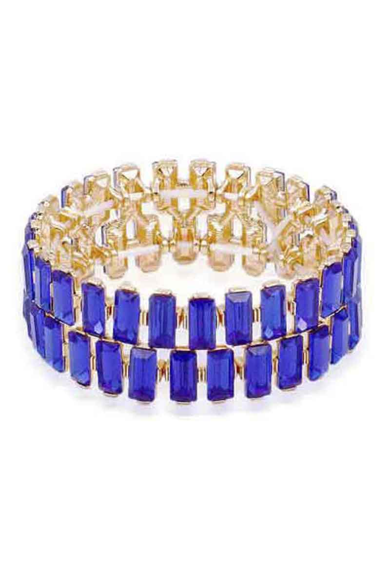 Rectangle Rhinestone Stretch Bracelet Smile Sparker