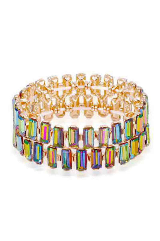 Rectangle Rhinestone Stretch Bracelet Smile Sparker