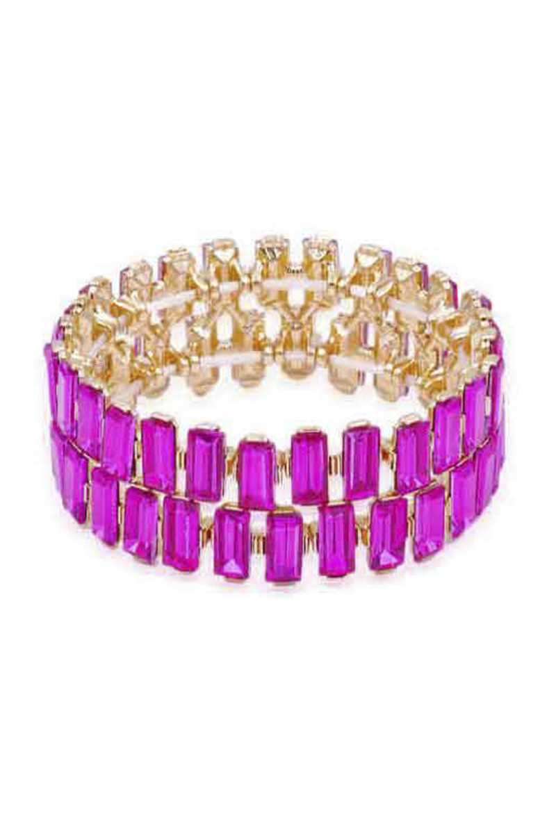 Rectangle Rhinestone Stretch Bracelet Smile Sparker