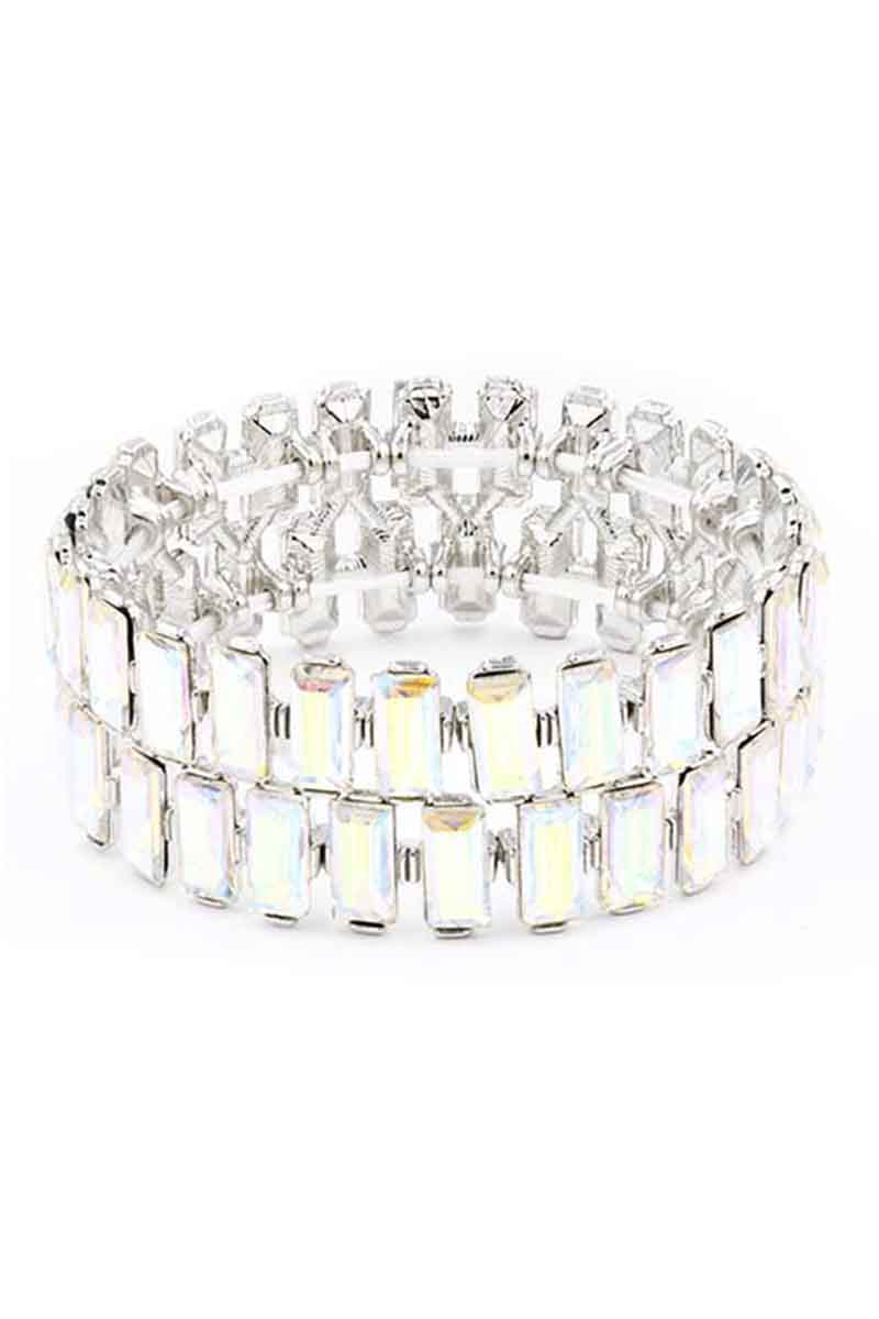 Rectangle Rhinestone Stretch Bracelet Smile Sparker
