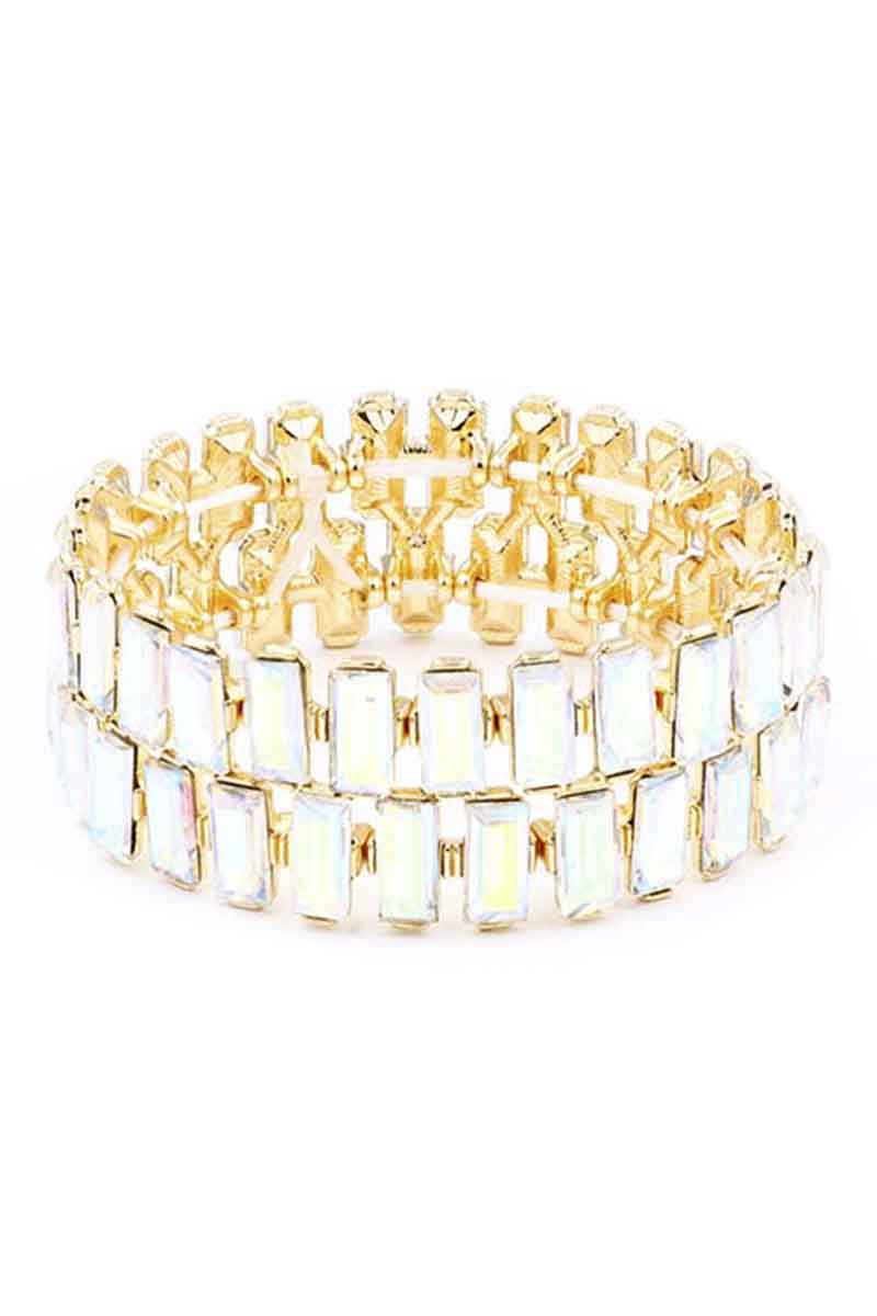 Rectangle Rhinestone Stretch Bracelet Smile Sparker
