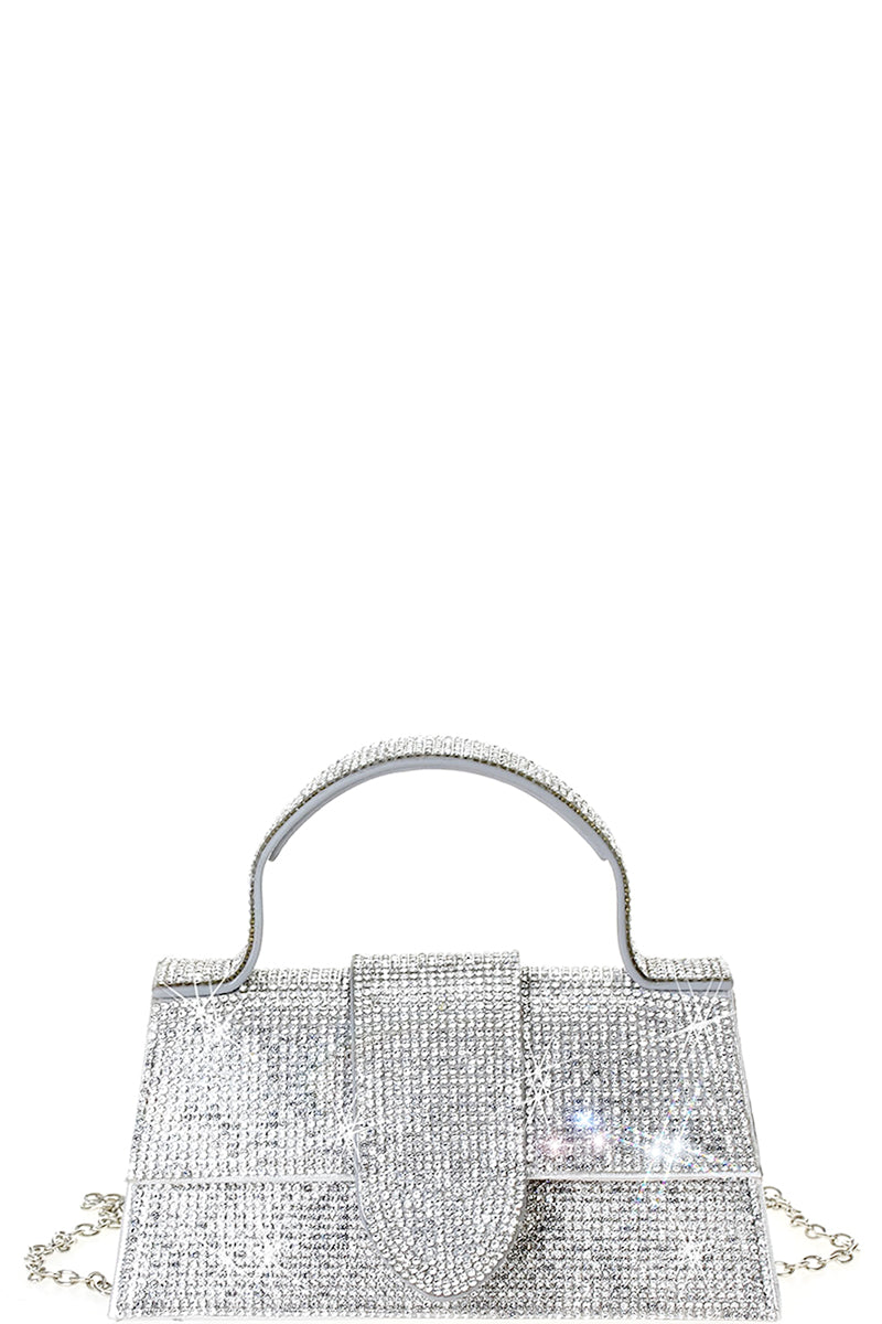 Rhinestone Allover Chic Design Handle Bag Smile Sparker