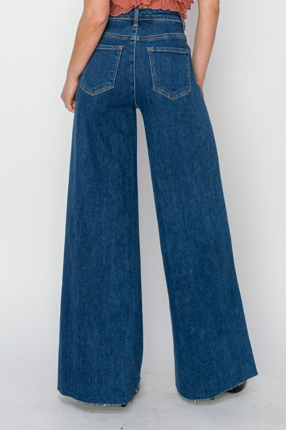 RISEN High Rise Palazzo Jeans - JEANS - Dark Blue