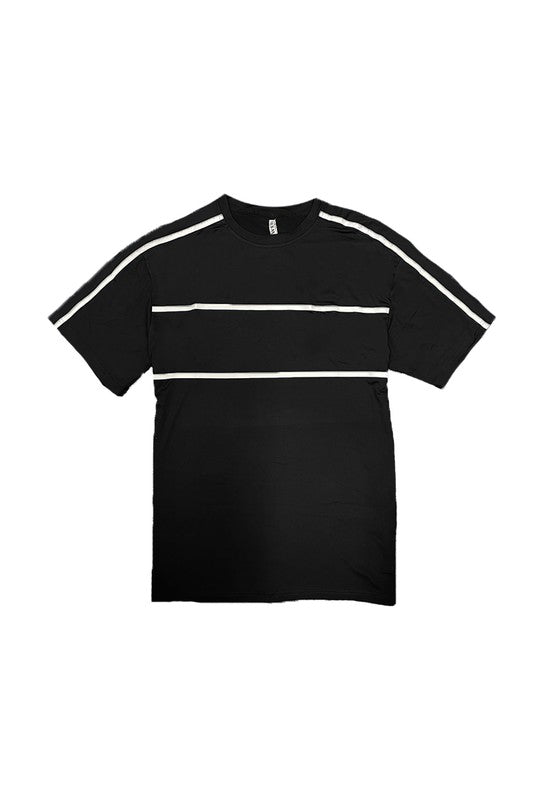 ROUND NECK TAPE STRIPE TSHIRT Smile Sparker