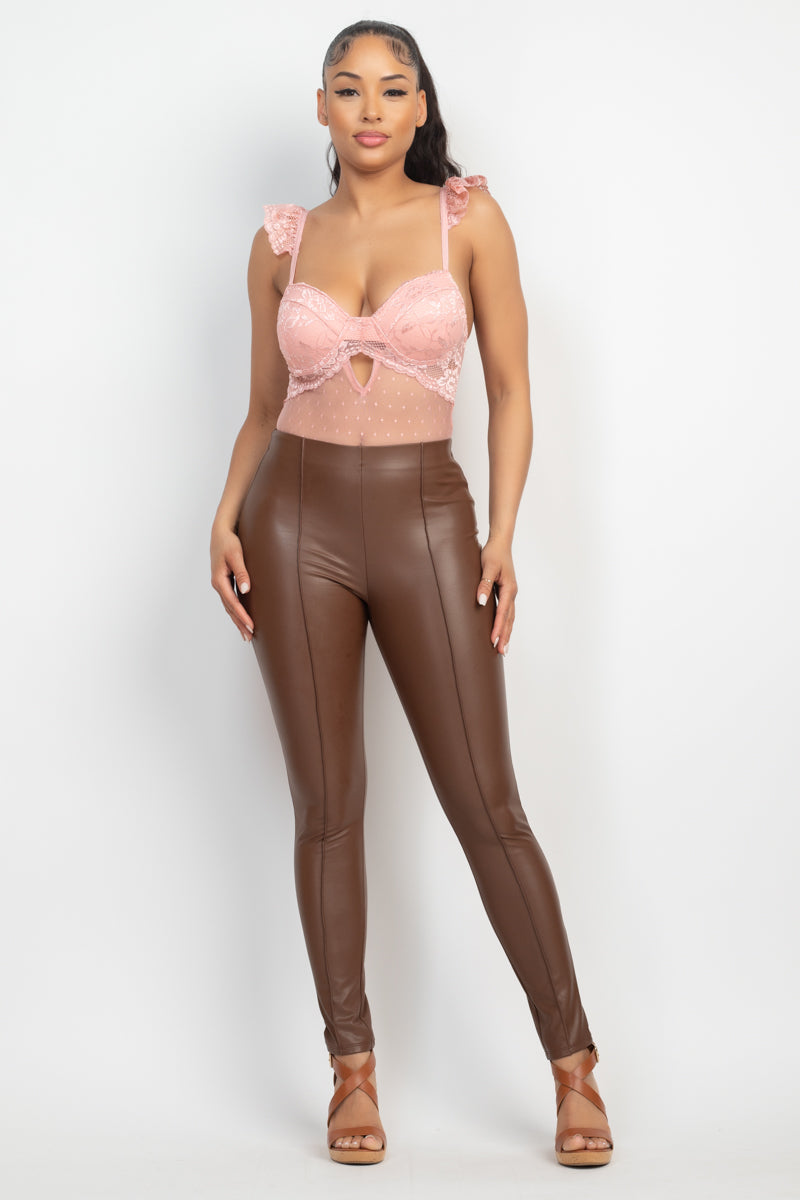 Sweetheart Cut-out Cami Ruffled Bodysuit Smile Sparker