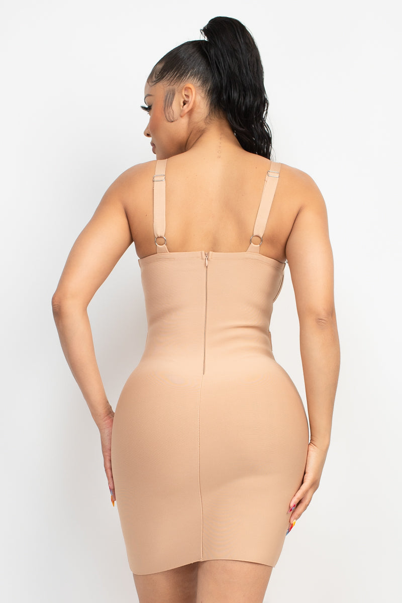 Sweetheart Wide Strap Bandage Dress Smile Sparker