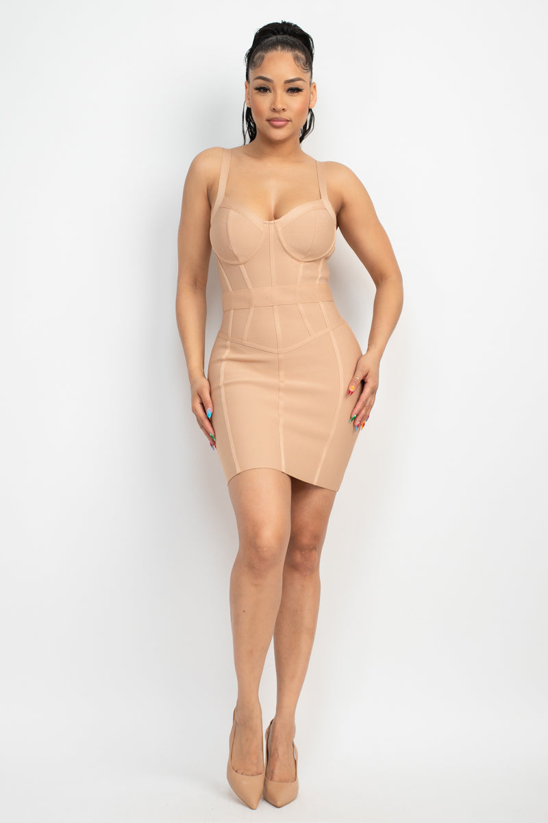 Sweetheart Wide Strap Bandage Dress Smile Sparker