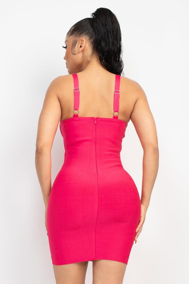 Sweetheart Wide Strap Bandage Dress Smile Sparker