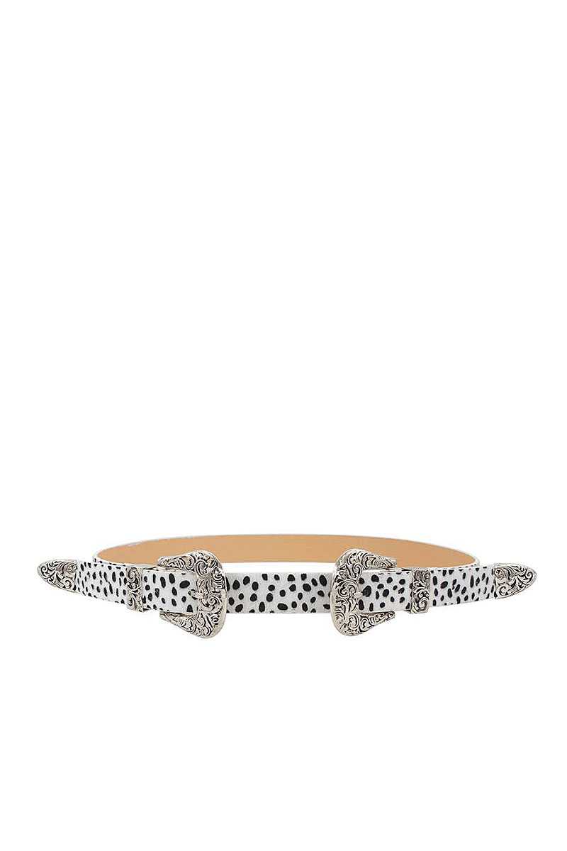 Trendy Stylish Leopard Double Buckle Belt Smile Sparker