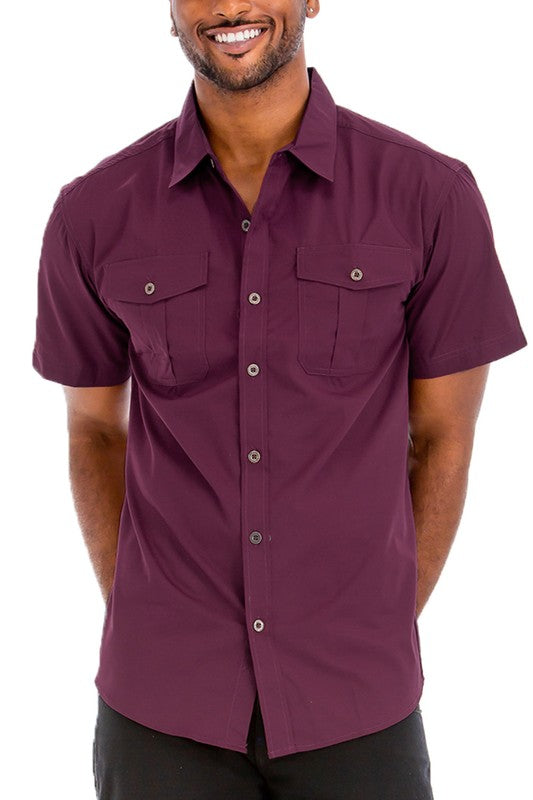 Two Chest Pocket Button Down Shirt Smile Sparker