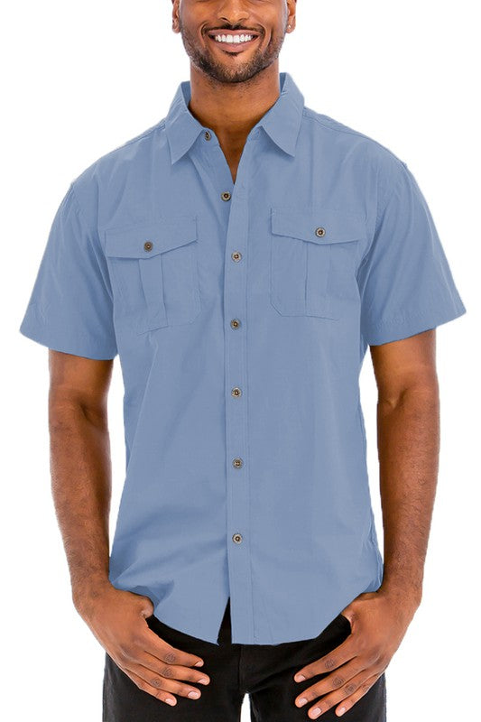 Two Chest Pocket Button Down Shirt Smile Sparker