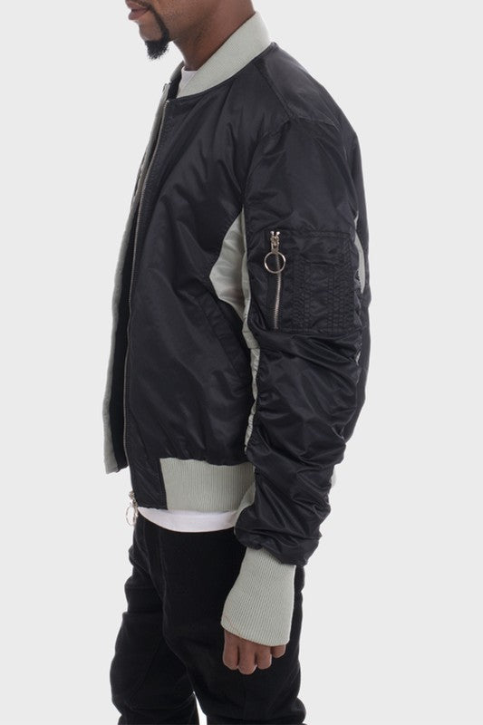TWO TONE COLOR BLOCK BOMBER JACKET Smile Sparker