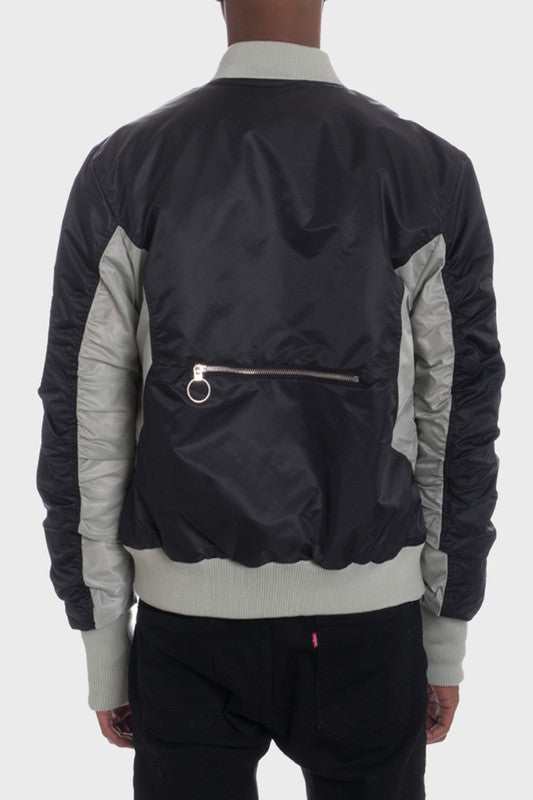 TWO TONE COLOR BLOCK BOMBER JACKET Smile Sparker