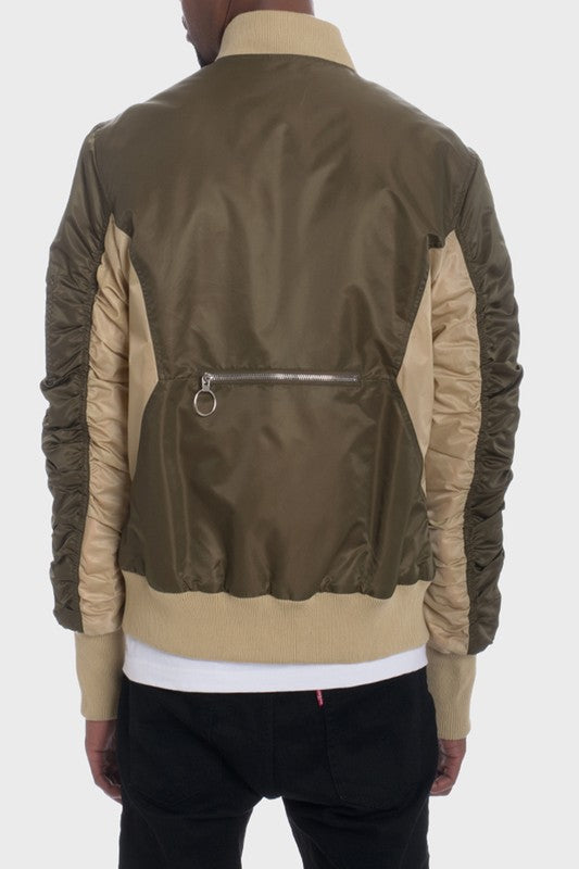 TWO TONE COLOR BLOCK BOMBER JACKET Smile Sparker