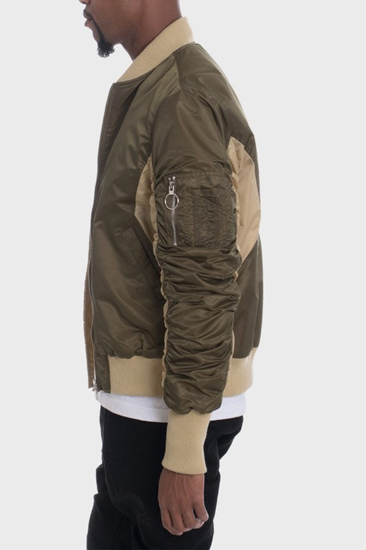 TWO TONE COLOR BLOCK BOMBER JACKET Smile Sparker