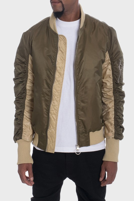 TWO TONE COLOR BLOCK BOMBER JACKET Smile Sparker