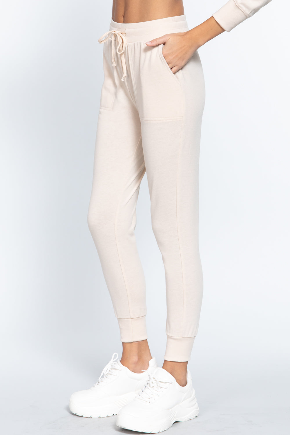 Waist Band Long Sweatpants With Pockets Smile Sparker