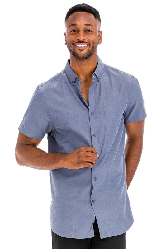 Weiv Men's Casual Short Sleeve Solid Shirts Smile Sparker