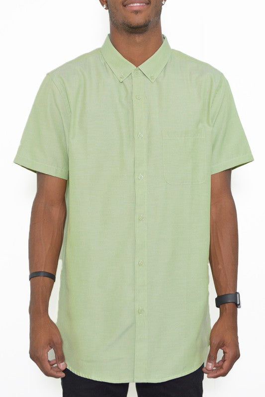 Weiv Men's Casual Short Sleeve Solid Shirts Smile Sparker