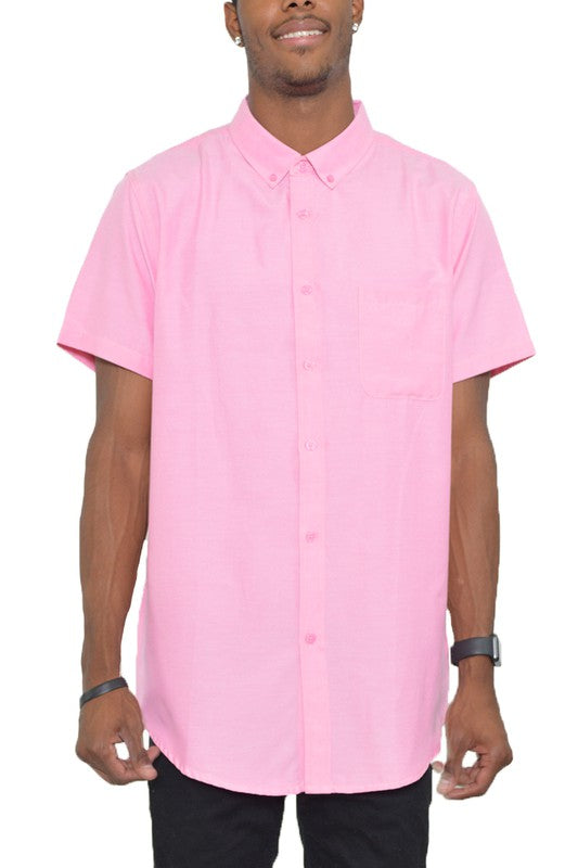 Weiv Men's Casual Short Sleeve Solid Shirts Smile Sparker