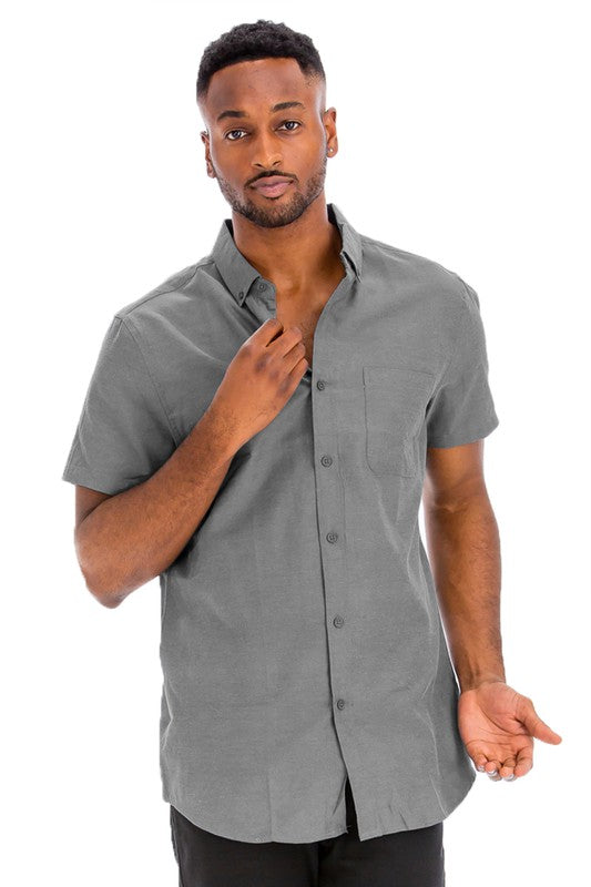 Weiv Men's Casual Short Sleeve Solid Shirts Smile Sparker