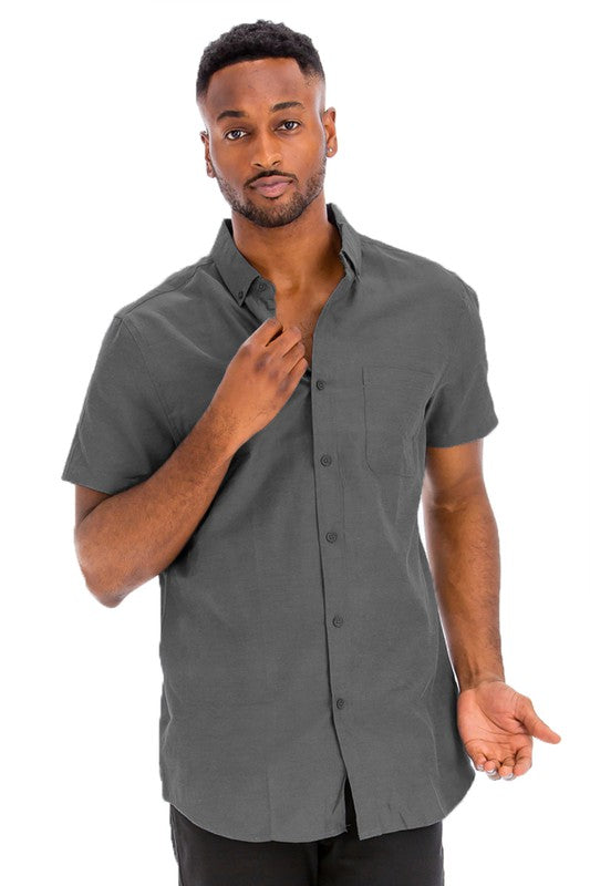 Weiv Men's Casual Short Sleeve Solid Shirts Smile Sparker