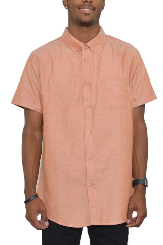 Weiv Men's Casual Short Sleeve Solid Shirts Smile Sparker
