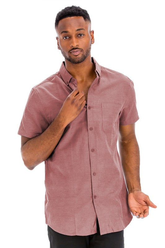 Weiv Men's Casual Short Sleeve Solid Shirts Smile Sparker