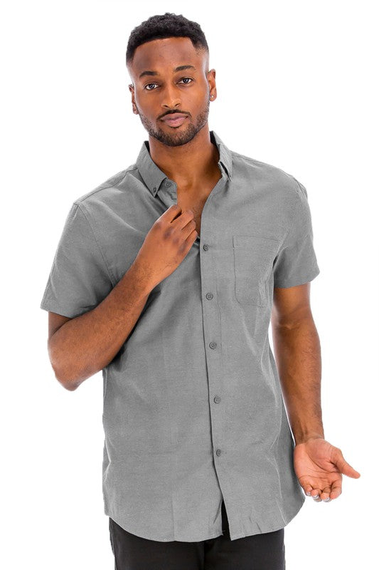 Weiv Men's Casual Short Sleeve Solid Shirts Smile Sparker