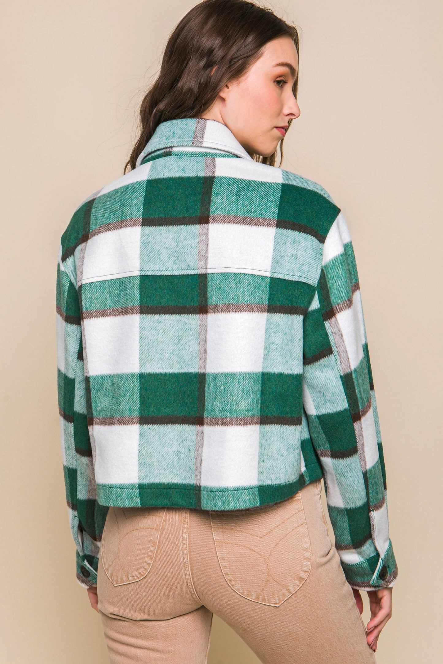 Yarn Dyed Plaid Button Up Jacket Smile Sparker