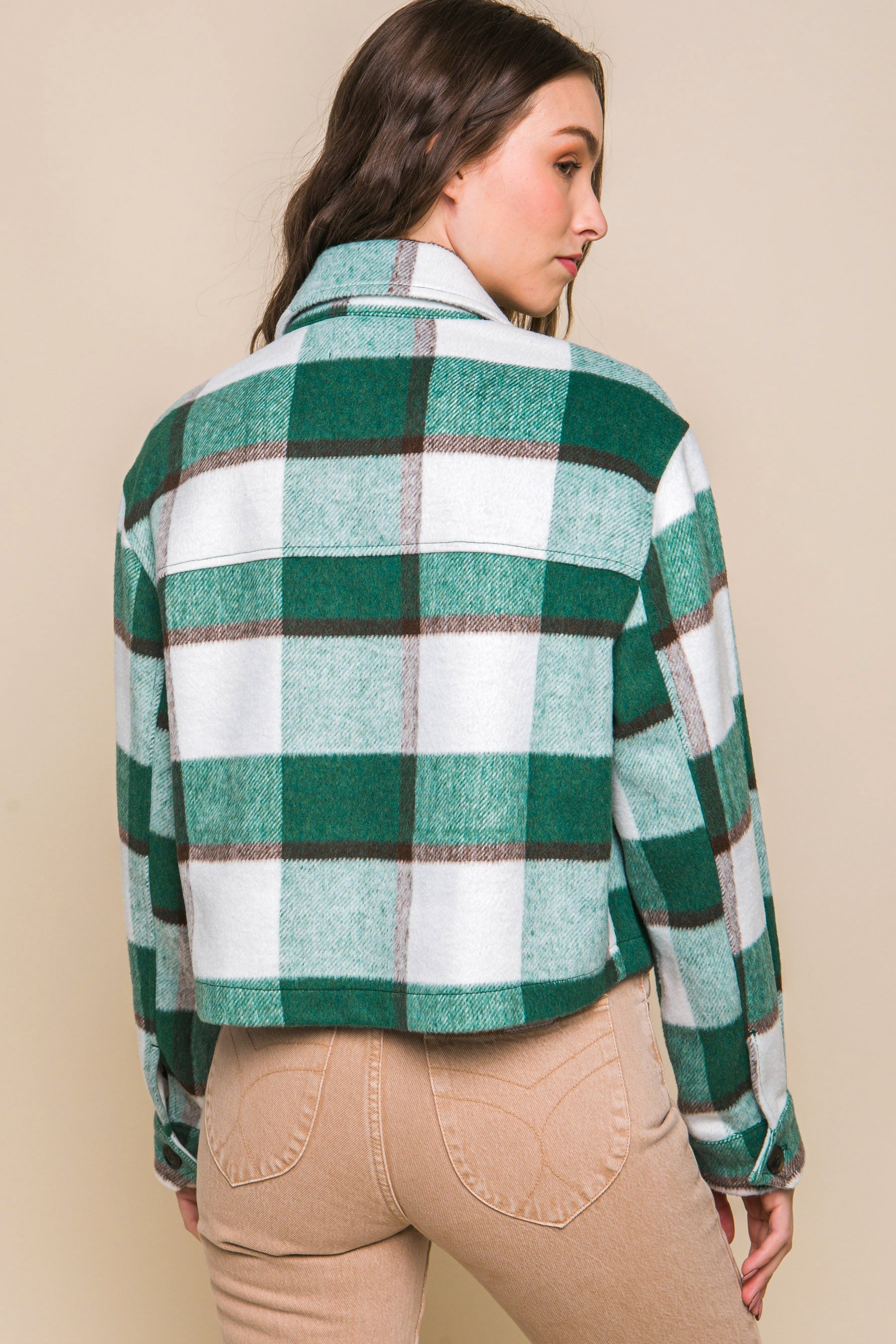 Yarn Dyed Plaid Button Up Jacket Smile Sparker