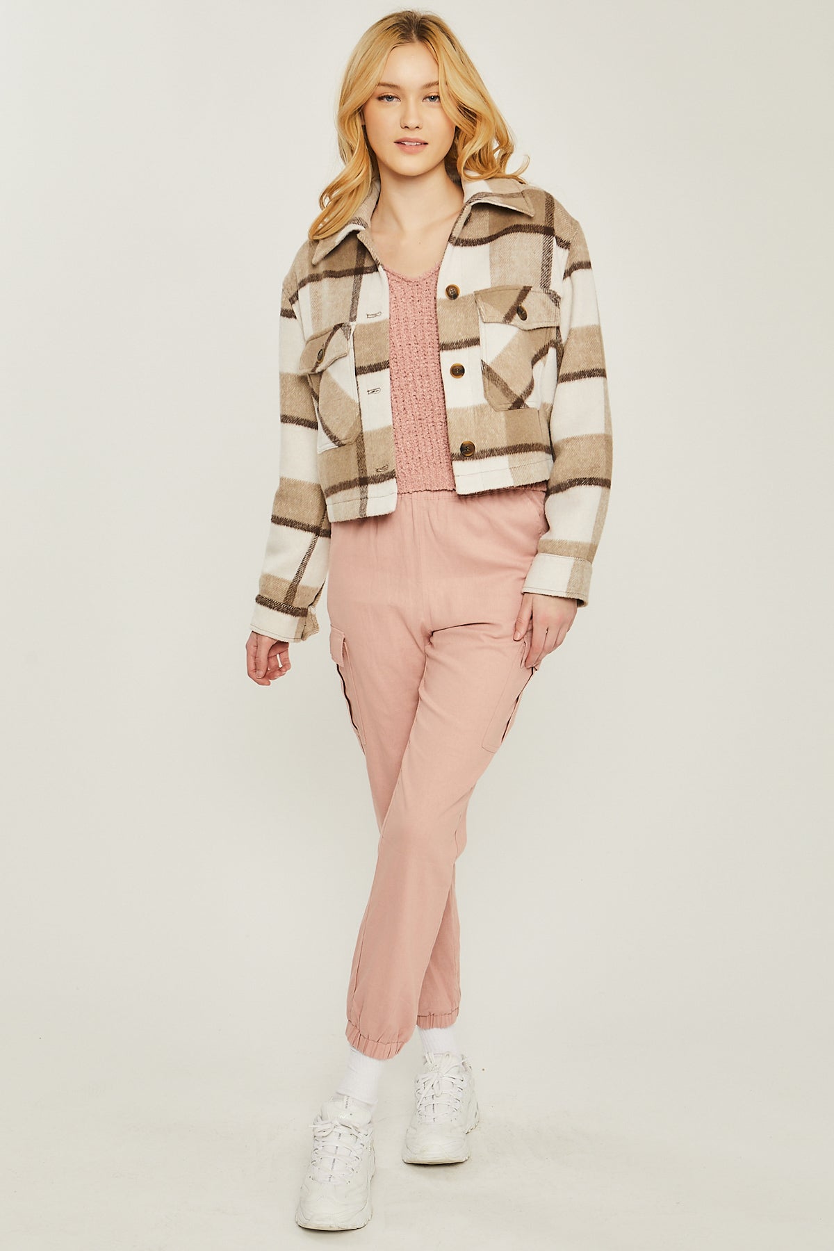 Yarn Dyed Plaid Button Up Jacket Smile Sparker