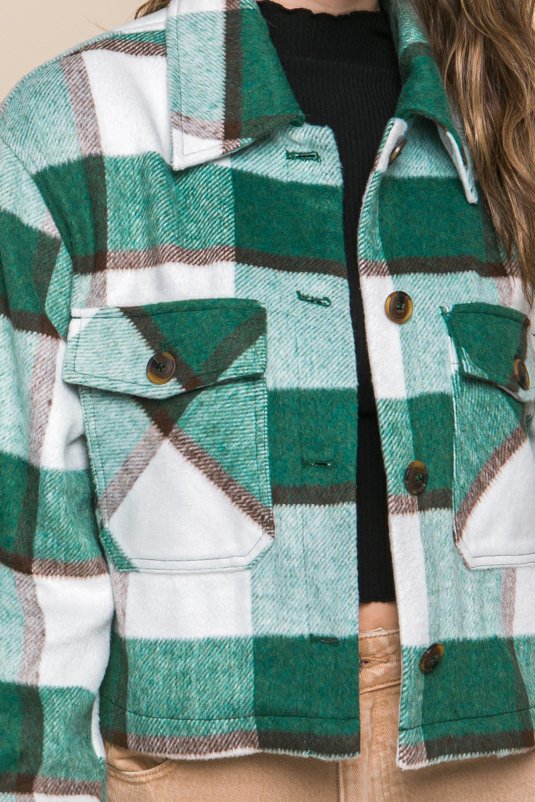 Yarn Dyed Plaid Button Up Jacket Smile Sparker