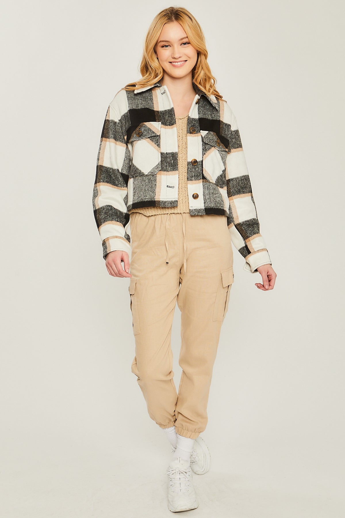 Yarn Dyed Plaid Button Up Jacket Smile Sparker