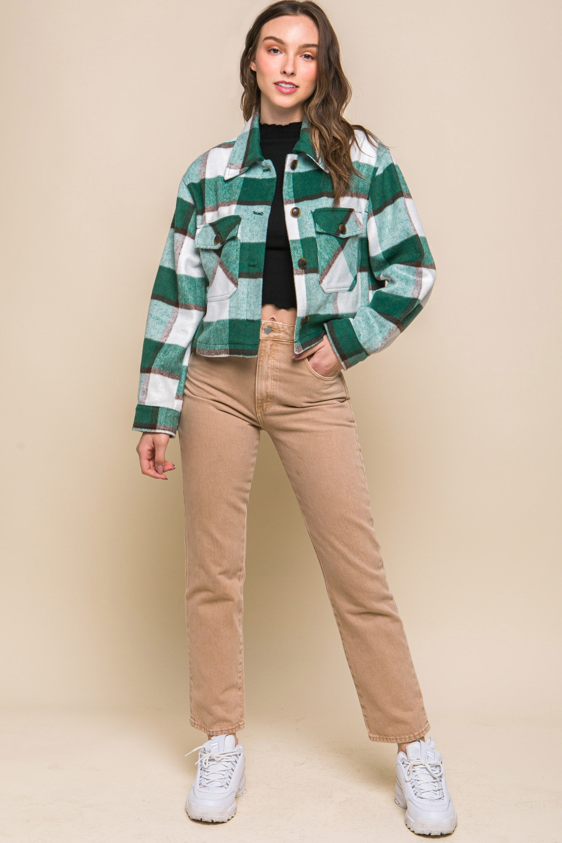Yarn Dyed Plaid Button Up Jacket Smile Sparker