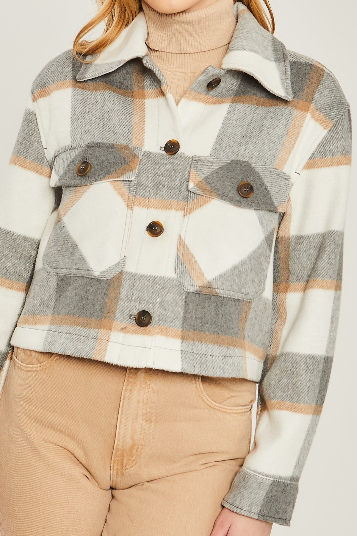 Yarn Dyed Plaid Button Up Jacket Smile Sparker