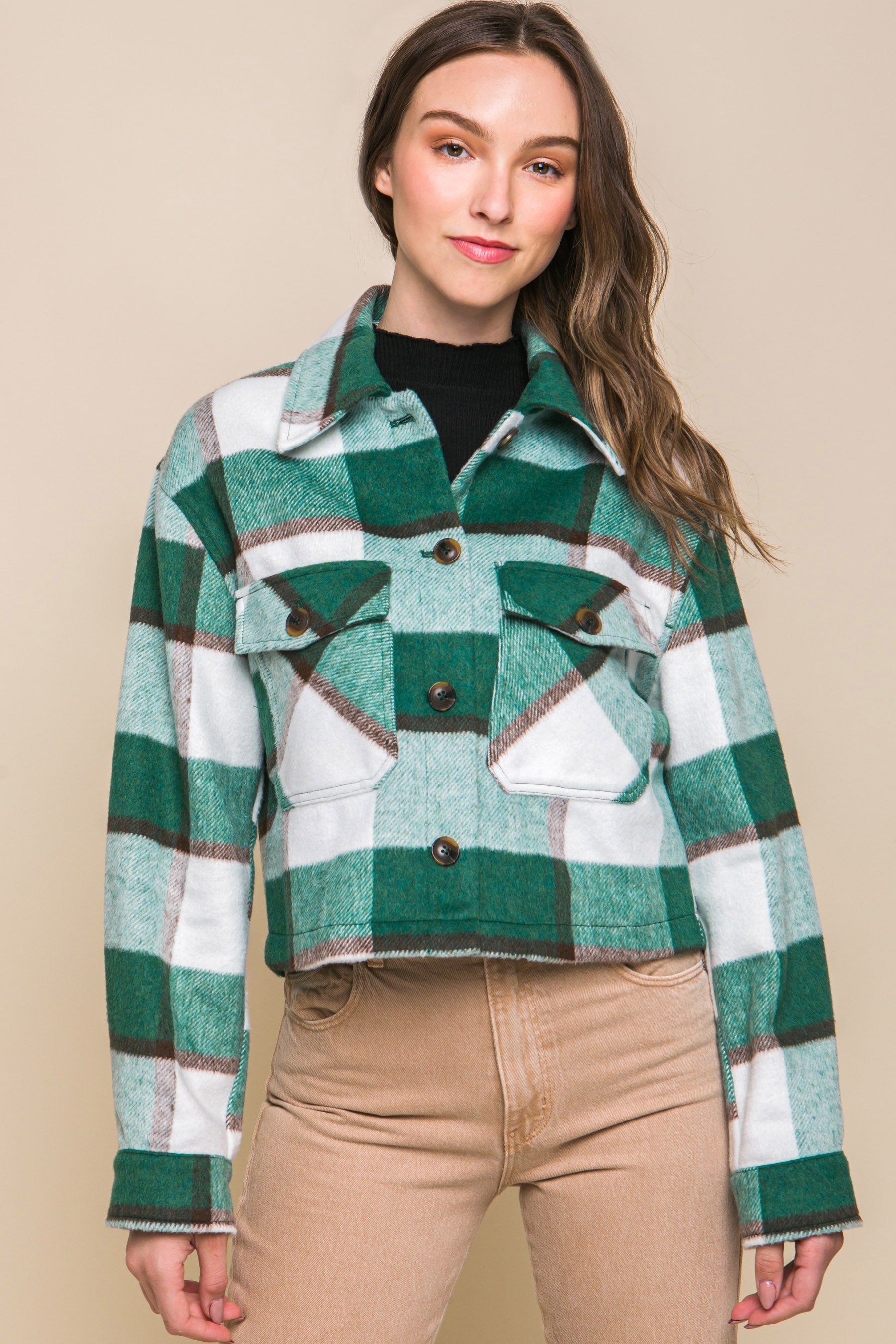 Yarn Dyed Plaid Button Up Jacket Smile Sparker