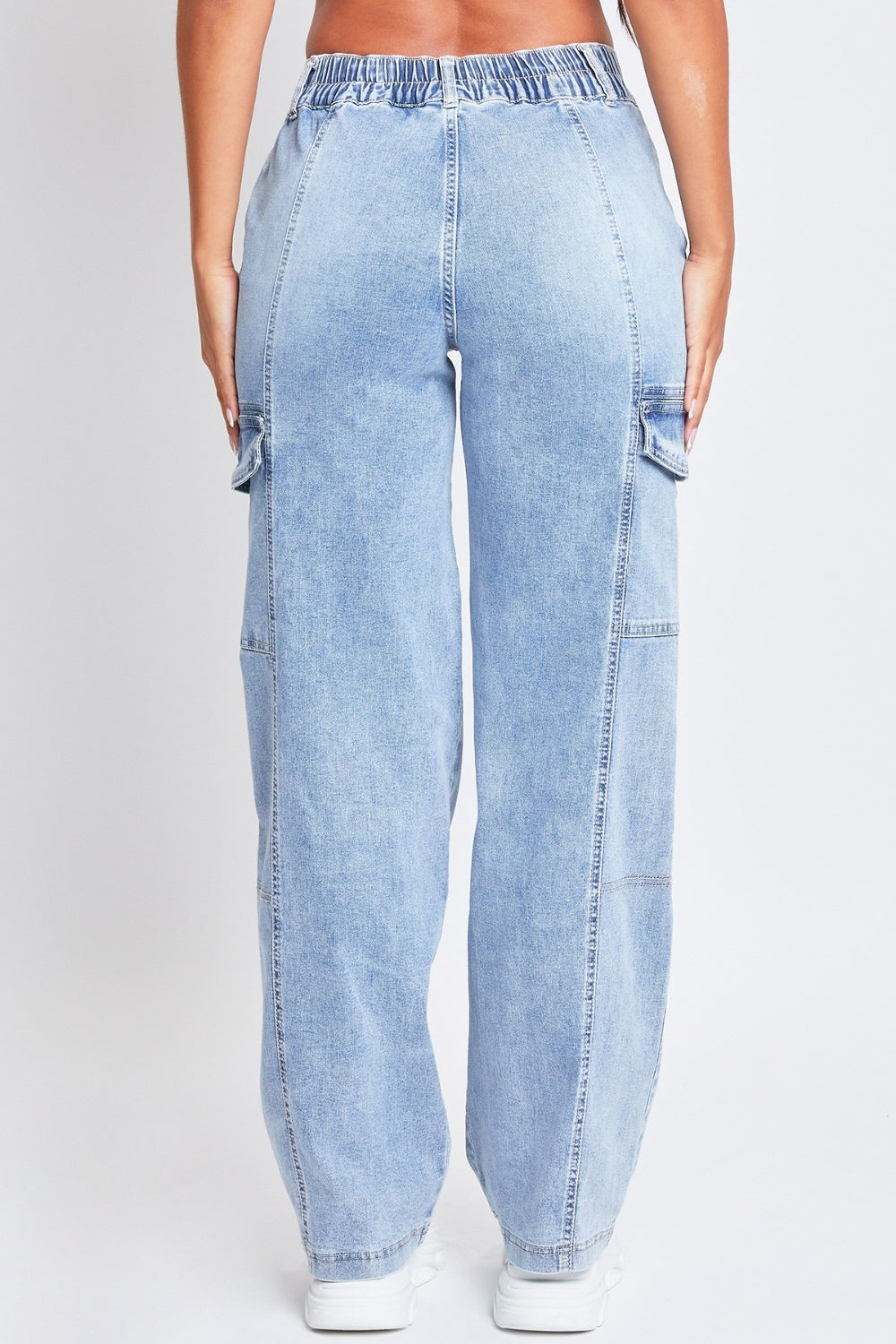 YMI Jeanswear High-Rise Straight Cargo Jeans - JEANS - Light blue