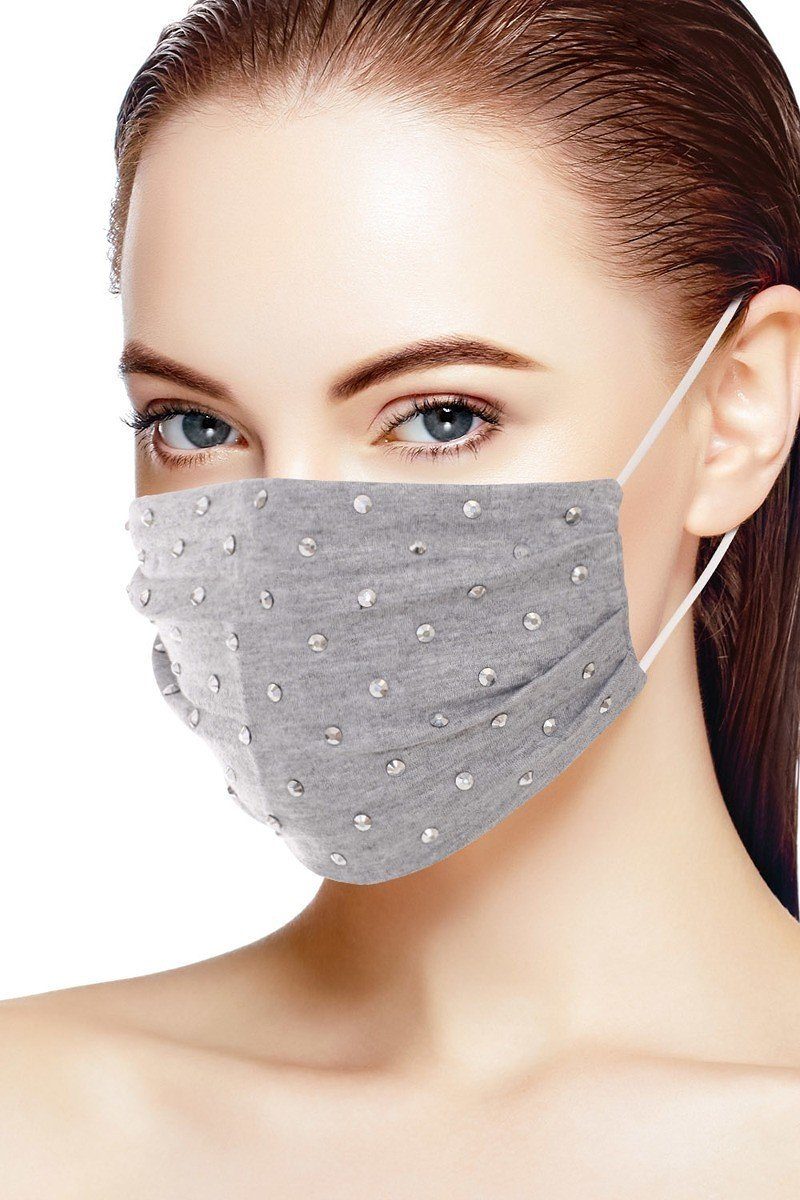 3d Shiny Silver Metal Studs Cotton Fashion Face Mask Smile Sparker