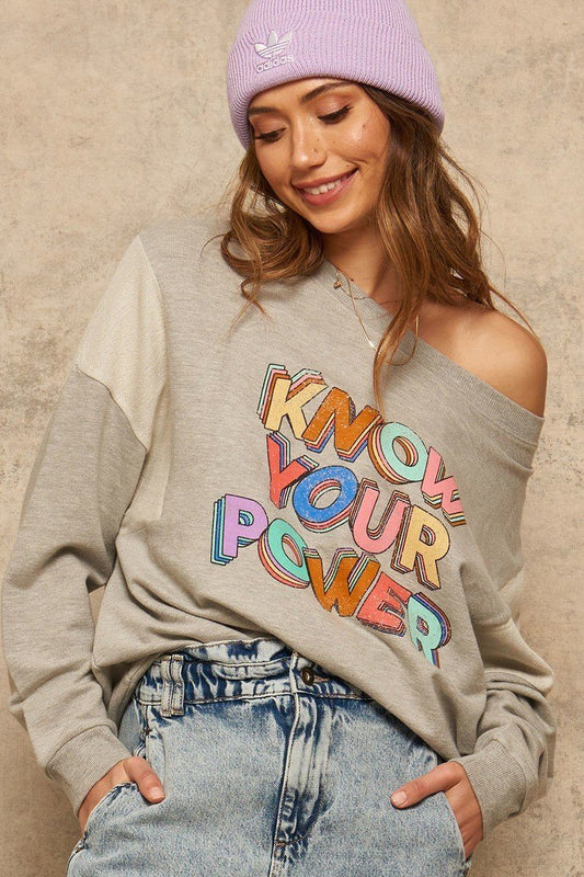 A French Terry Knit Graphic Sweatshirt Smile Sparker