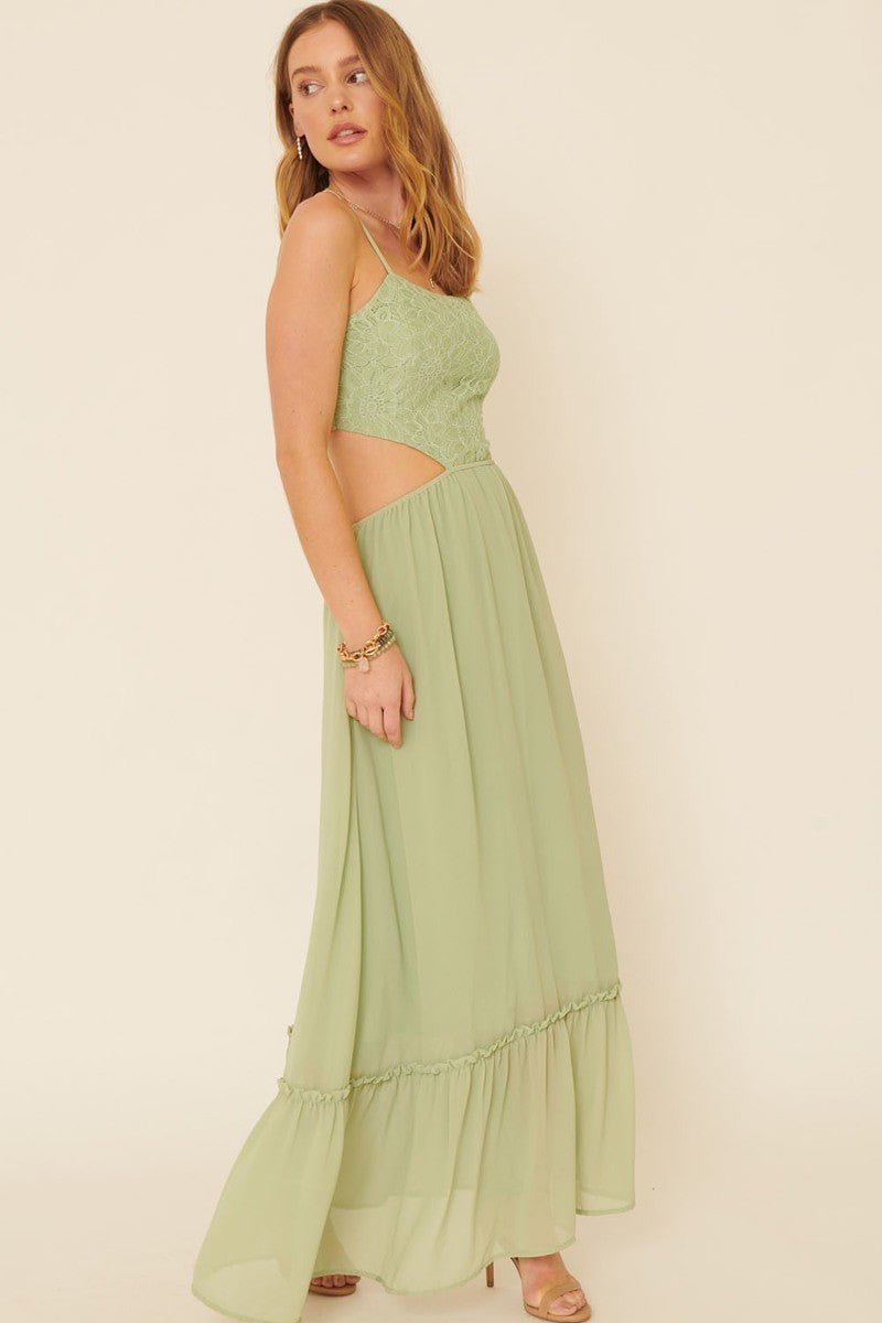 A Sheer, Chiffon Floral Lace Maxi Dress Smile Sparker