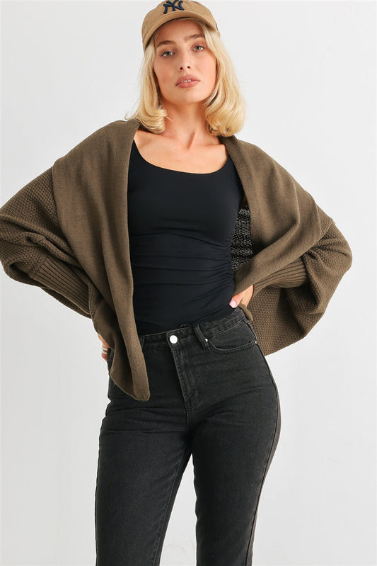 Batwing Sleeve Open Front Cardigan Smile Sparker