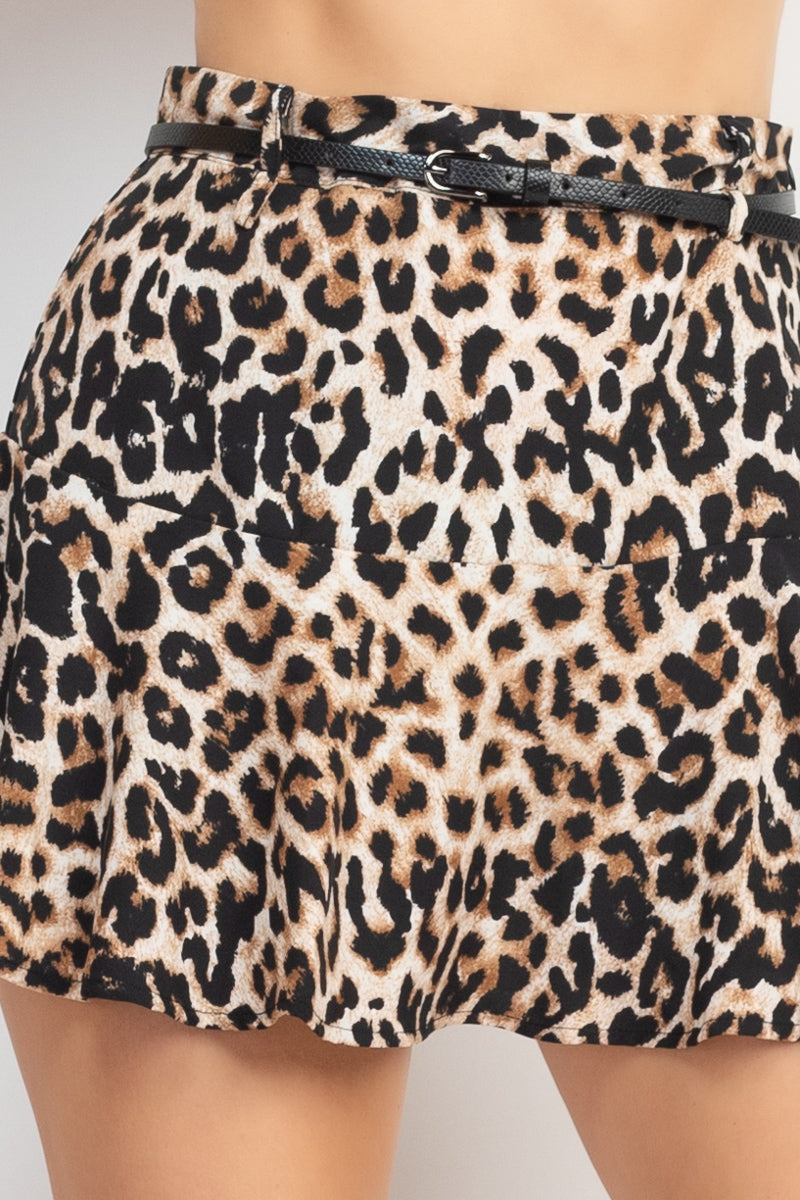 Belted Leopard High-rise Mini Skirt Smile Sparker