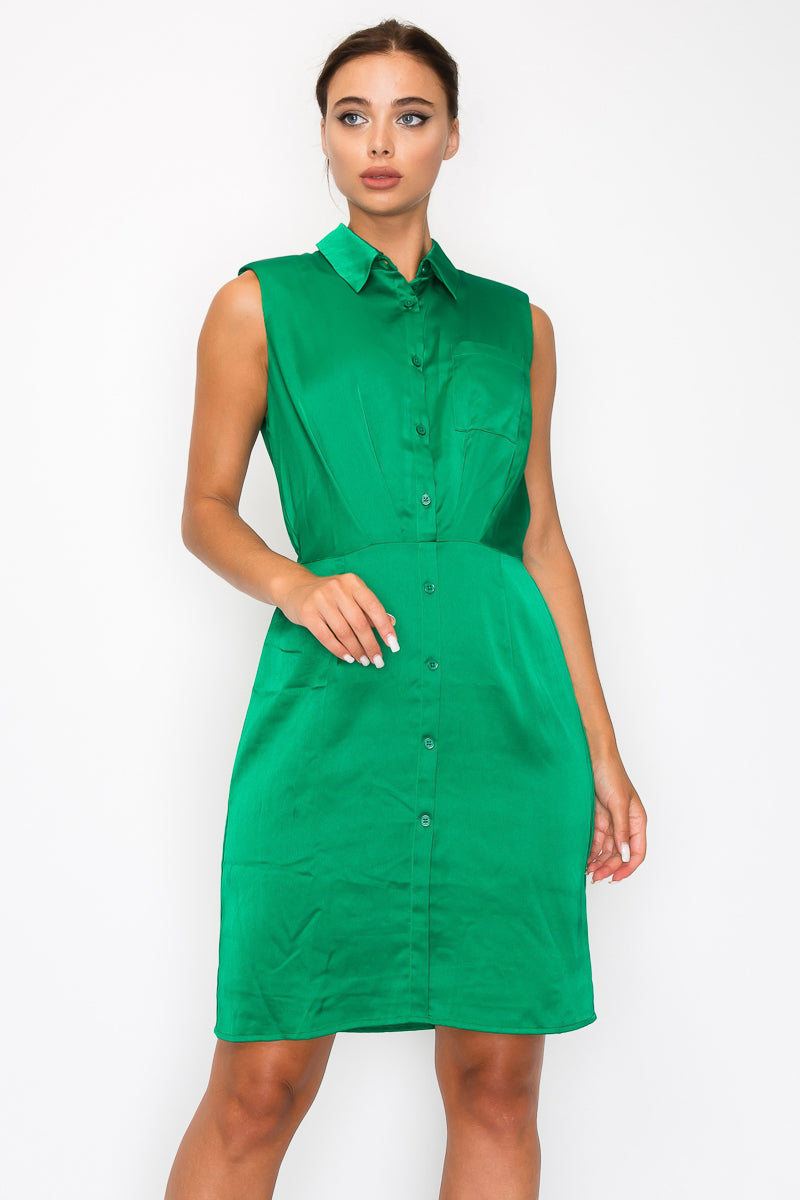 Button-down Pleated Shirt Dress Smile Sparker