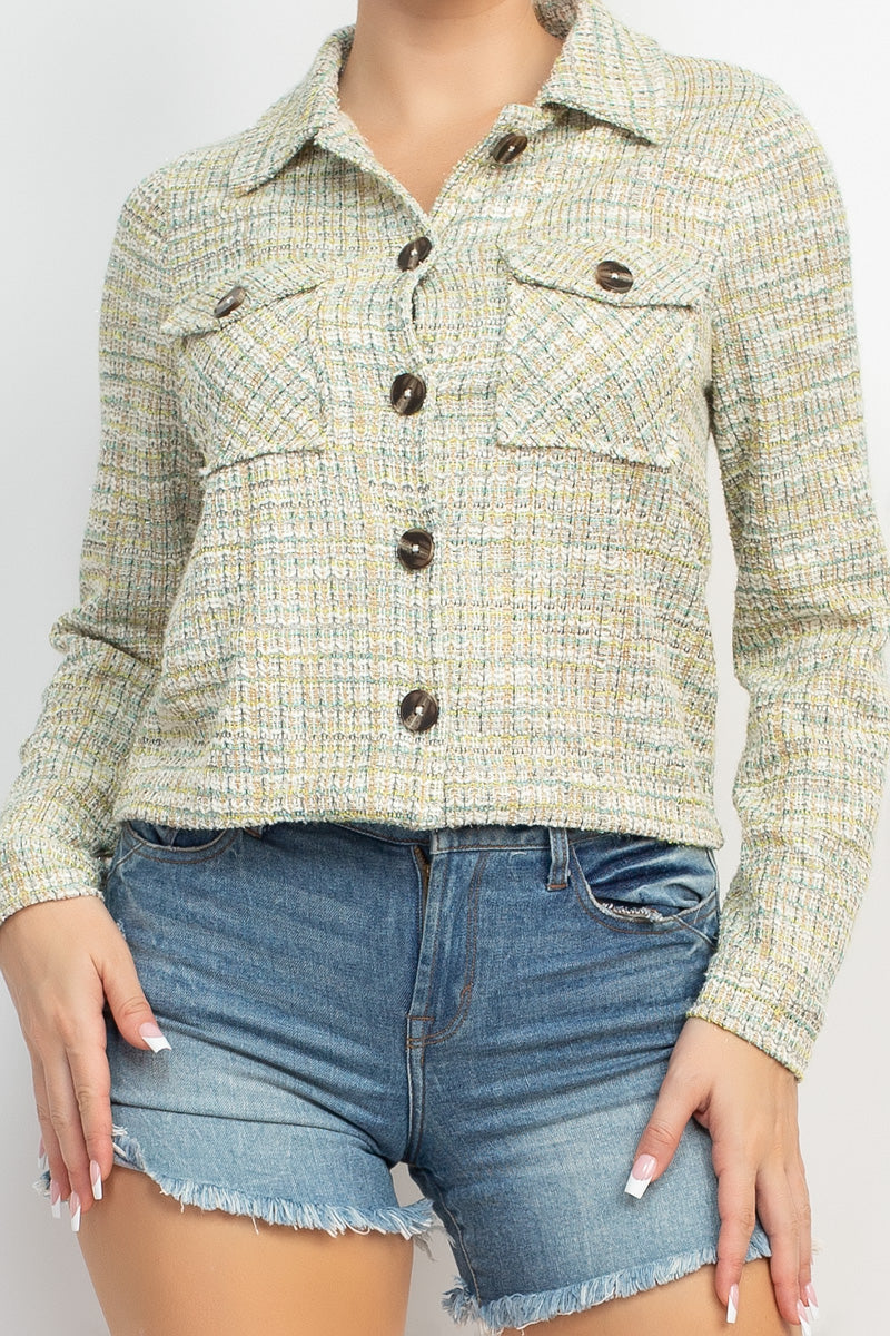 Plaid Button-down Tweed Jacket