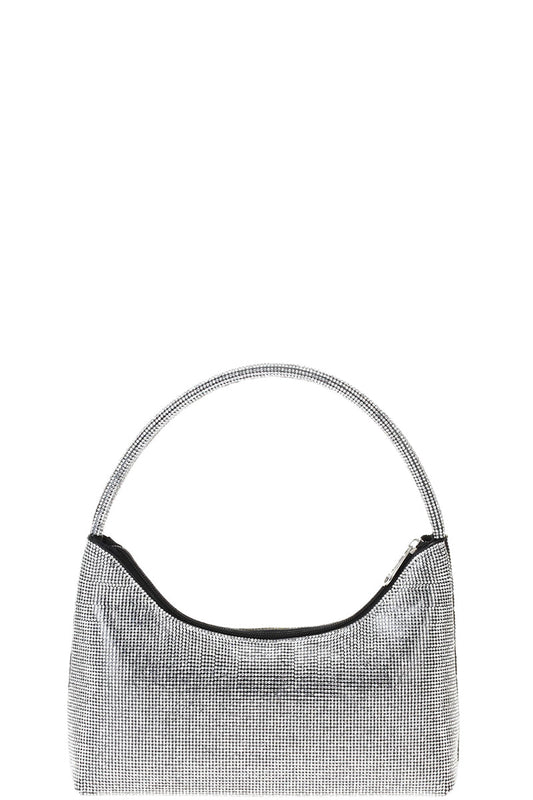 Chic Rhinestone Curve Zipper Handle Bag Smile Sparker