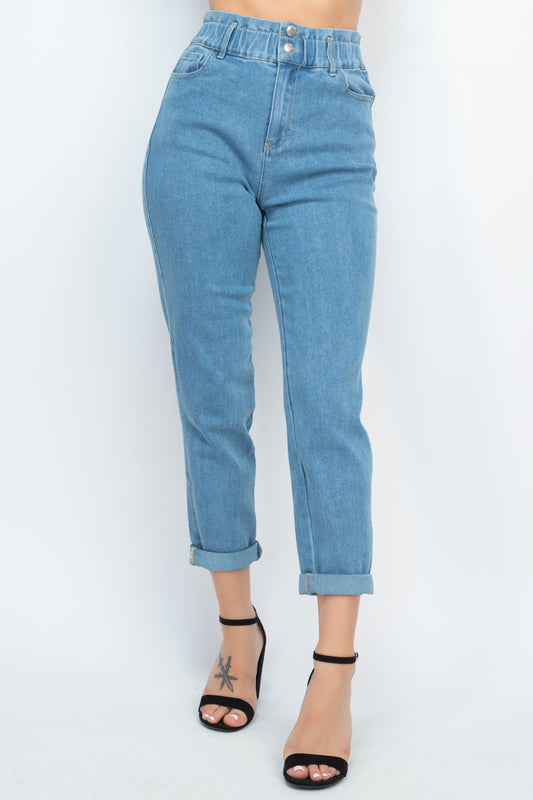 Double Button High-waisted Jeans Smile Sparker