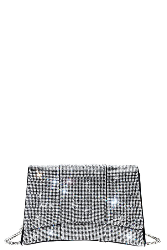 Fashion Square Curve Rhinestone Chic Crossbody Bag Smile Sparker